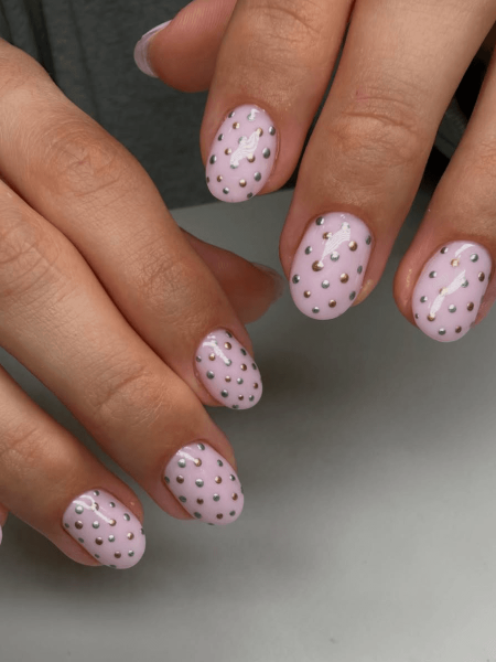 Metallic Polka Dot Nails